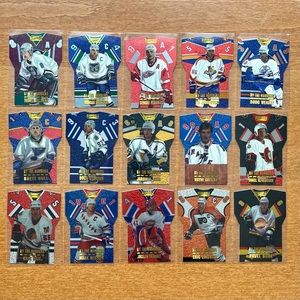 1996-97 Pinnacle By The Numbers Hockey Die-Cut Complete 15 Card Set